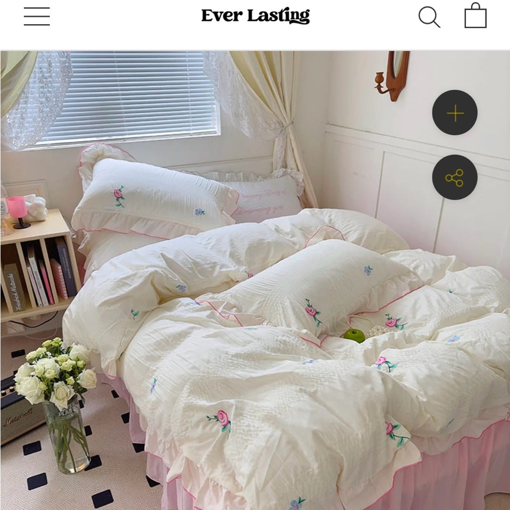 Ever Lasting Dreamy Embroidered Ruffle Bedding Set - Small, Mix Floral